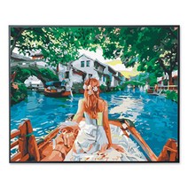 DIY 명화 그리기 너의 이름은 명장면 애니 굿즈 유화 칠하기 색칠 공부 피포 페인팅, 50x65 블랙 테두리 + N + 단독