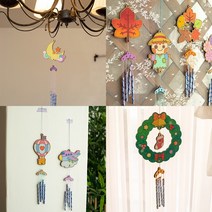 [바이위즈] 나무 풍경 튜브벨 만들기 우드 DIY 공예 색칠 놀이 종 돌봄 교실 우드 공예 어린이 인테리어 소품 현관 문, 튜브벨(비행기)+스티커선물