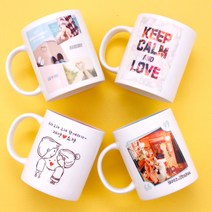 깨순이네 인증받은 포토머그컵 무료상자 성년의날 부부의날 결혼 답례품 부모님 선생님 선물 사진 소량 주문 제작, 연두