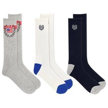 Chaps 남성용 캐주얼 패션 쿠션 크루 양말-3켤레 팩-신축성 있는 혼방 클래식 디자인 스트라이프 및 로렐 (블루) 489398, Flag and Laurel_6-12