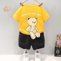 루라줌) 아기 유아 8개월 돌아기 두돌 3살 4살 Big 베어 포켓 반바지 여름 상하복세트 돌복 외출복 북유럽풍 반팔 여름 돌선물 조카선물 아기옷선물
