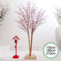 실내인테리어 인조나무 123종 / 플트 조화나무 C, C01.쌍대벚꽃나무 210cmK-핑크/사방형