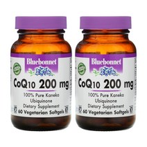 블루보넷 Bluebonnet 코엔자임 CO Q10 큐텐 유비데카레논 200mg 60베지캡슐 2개 유비퀴논 비타민E 디 알파 토코페놀 카라기난 아나토