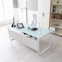 데임 강화유리 B형 책상 1800x800 컴퓨터책상 사무실책상, 블랙프레임/유리(블랙)