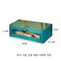 라오농 엔틱 인테리어 우드 30cm 미니 서랍장 빈티지 원목 나무 테이블 수납함 유리 상자 소품 다용도 2단 소형, 1단1칸그린