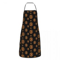 Bitcoin-로고 패턴 주방 요리사 요리 베이킹 앞치마 남녀 공용 BTC 암호화 화폐 블록 체인 Tablier 요리 페인팅, 싱글 사이즈, Apron