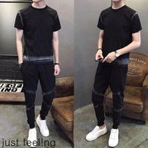 just feel!ng 빅사이즈/여름/남성/라운드/반팔티/바지/캐주얼/슬림핏/상하의/트레이닝/투피스/운동복/세트