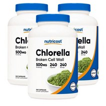 뉴트리코스트 Nutricost 클로렐라 추출물 500mg 240캡슐, 3팩