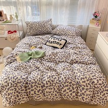 빈티지 레오파드 호피 이불 베개 커버 세트 싱글