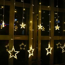 태양광 LED 큰별 트리등 줄조명 스타라이트 커튼라이트 반달 방수등 줄조명 크리스마스장식, 별등(138LED)-노랑색-플러그