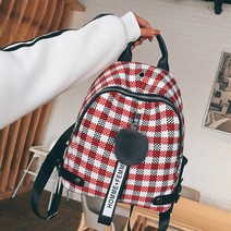 홍대언니 털방울 지퍼 체크 토트 백팩 가방 SG08