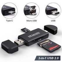 3 in 1 카드 리더기 usb 2.0 유형 c-sd 마이크로 sd tf 어댑터 (노트북 액세서리 용) otg cardreader 스마, 01 Black Card Reader