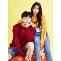 레어코드 기본 오버핏 남녀공용 베이직 무지 라운드 니트티 (15 컬러)