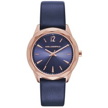 시계 칼 라거펠트 KL4004 Optik Navy Sunray 다이얼 네이비 가죽 스트랩 여성용 162192