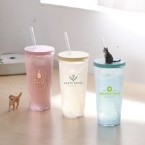 심플 제작 주문 670ml 빨대컵 리유저블 콜드컵 플랫 플라스틱 투명 아이스 텀블러, 핑크, 쿠팡 핑크