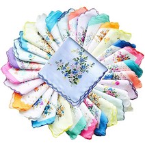 Forlisea 30 피스 여성용 아름다운 면 꽃무늬 손수건 Wendding 파티 패브릭