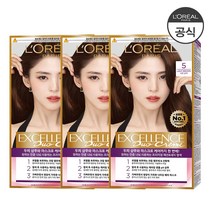 로레알파리 엑셀랑스 크림 더블튜브 염모제, 5 라이트 브라운, 3개