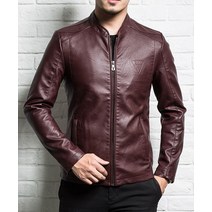 바이커자켓오토바이의복 2022 봄과 가을 슬림 지퍼 남성 가죽 십대 소년 블랙 브라운 05, 부르고뉴, xxl
