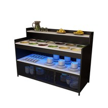 셀프바 뷔페 소스 양념장 진열대 업소용 테이블, 블랙길이120X폭40X높이100(10홀)