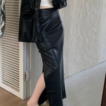 레더 사이드 슬릿 롱스커트 AG115581