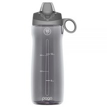 Pogo 부드러운 빨대 뚜껑과 운반 손잡이가 있는 플라스틱 물병 BPA 프리 식기 세척기 사용 가능 532ml 18온스 라일락, 18온스_회색