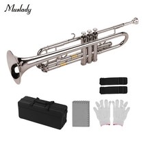 Muslady 표준 비비 트럼펫 황동 마우스 피스와 재료 NICKLE 도금 바람 악기 운반 가방 장갑 청소 천, 은
