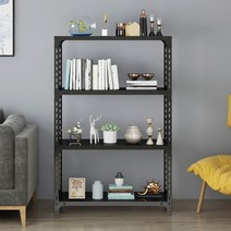 배란다 창고 펜트리 정리 선반 철제 렉 앵글, 블랙 150cm 4단