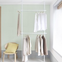 집에 모노 고급형 행거 헹거 옷걸이행거 폴행거 인테리어 원룸 자취 시스템 32파이 드레스룸, 2단, 화이트