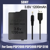 소니 3.6V 1200mAh 리튬 이온 교체 배터리 PSP2000 PSP3000 PSP 2000 3000 PSP-S110 플레이 스테이션 휴대용 게임 패드 케이블, [01] 36 볼트