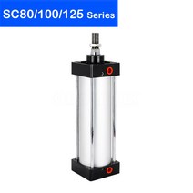 소형유압실린더 가이드실린더 표준 에어 실린더 80/100/125/mm 보어 복동 공압 SC 100/75/100/125/150/175/, 18 Stroke 900mm_01 BORE 80mm