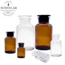 실험실 30ml-1000ml 투명/갈색 유리 시약 병 젖빛 입 밀봉 바이알 스케일 화학 실험 장비 포함, Transparent 1000ml