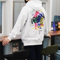 우기브로 WBA 남자 빅사이즈 오버핏 W 아크릴 등판 나염 후드티