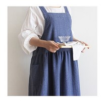 강남콩 원피스 앞치마 멜빵 루즈 루즈핏 네이비 와인 롱 앞치마 롱기장 세련된 패션 카페 어린이집 유치원 선생님 편한홈웨어 단체복추천, 1장