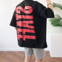 네온 스태프 레터링 프린팅 박스핏 여름 면 반팔 티셔츠 3color