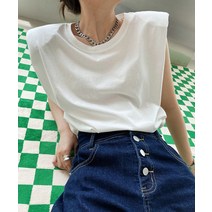 +동영상 어깨뽕 스판면 민소매 티셔츠