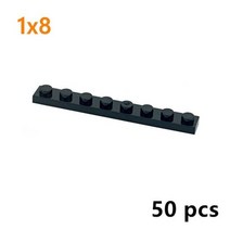 50pcs DIY 빌딩 블록 조립 입자 얇은 인물 벽돌 1x8 도트 교육아트 크기 3460 완구와 호환 가능, 3460-black