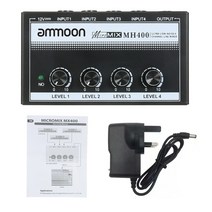 오디오믹서 디지털믹서 인터페이스 ammoon mh400 mx400 4 채널 믹싱 콘솔, mh400 영국 플러그