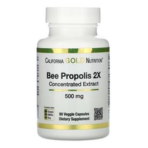 캘리포니아골드 뉴트리션 꿀벌 프로폴리스 2X 농축액 500mg 베지캡슐 90정 글루텐프리 bee propolis, 1개, 기본