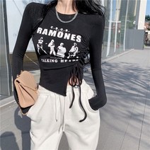 Momolatti 여자 슬림핏 옆트임 스키니 긴팔 티셔츠