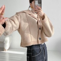 여자 무스탕 빅카라 숏기장 겨울 세무 숏자켓