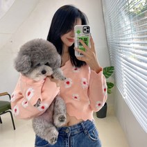 강아지 견주 커플룩 커플옷 트윈룩 시밀러룩 가디건 스웨터, 피치색