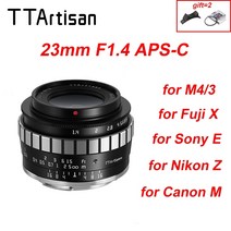 DSLR 미러리스 렌즈 단 광각 망원 ttartisan 23mm f1.4 aps-c 수동 fujifilm fuji x nikon z sony e m43 leica l 호환, 실버 블랙, fuji xf