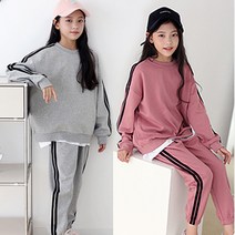 리틀소녀 가을신상 주니어 쥬니어 초등학생 옷 여아 여자 아이돌 걸그룹 소녀 바지 조거 팬츠 면스판 아동 의류 체육복 츄리닝 트레이닝복 세트 오버핏 상하복 두줄