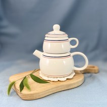 마린 눈사람 티포원 / 핸드페인팅 도자기 1인 다기 세트