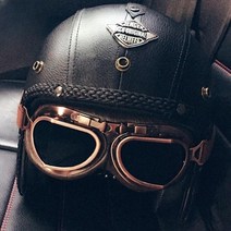 레트로 할리 오토바이 하이바 헬멧 여성 전기 스쿠터 복고풍 예쁜 헬멧, 갈색흰색선+마스크