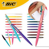 빅클릭골드볼펜 BIC클릭골드볼펜 색상랜덤 1자루 0.7mm 흑색잉크, BIC클릭골드볼펜 0.7mm 1자루_컬러랜덤