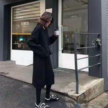 SJW 후드 니트 원피스 롱 빅사이즈 골지 소프트 데일리 캐주얼 여성용 가을겨울