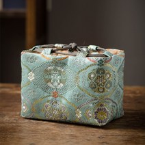 티코지 중국 스타일의 전통적인 복고풍 yunjin 한 냄비 두 컵 휴대용 보관 가방 차, 18x10x13cm, 색상13