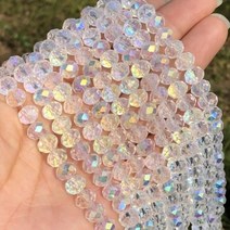 면 AB 바이올렛 퍼플 론델 크리스탈 유리 비즈 다용도 스페이서 쥬얼리 제작용 DIY 귀 팔찌 액세서리 15 인치, 4mm 125-130pcs, AB White
