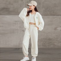 여아 키즈 주니어 팬츠 댄스복 댄스 자켓 의상 중학생 공연 무대복 방송 패션 크롭티 옷 초딩 힙합 긴팔 상하의 세트